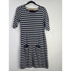 Krimson Klover Knit Dress Womens M Blue Striped Shift Pocket Casual Nautical